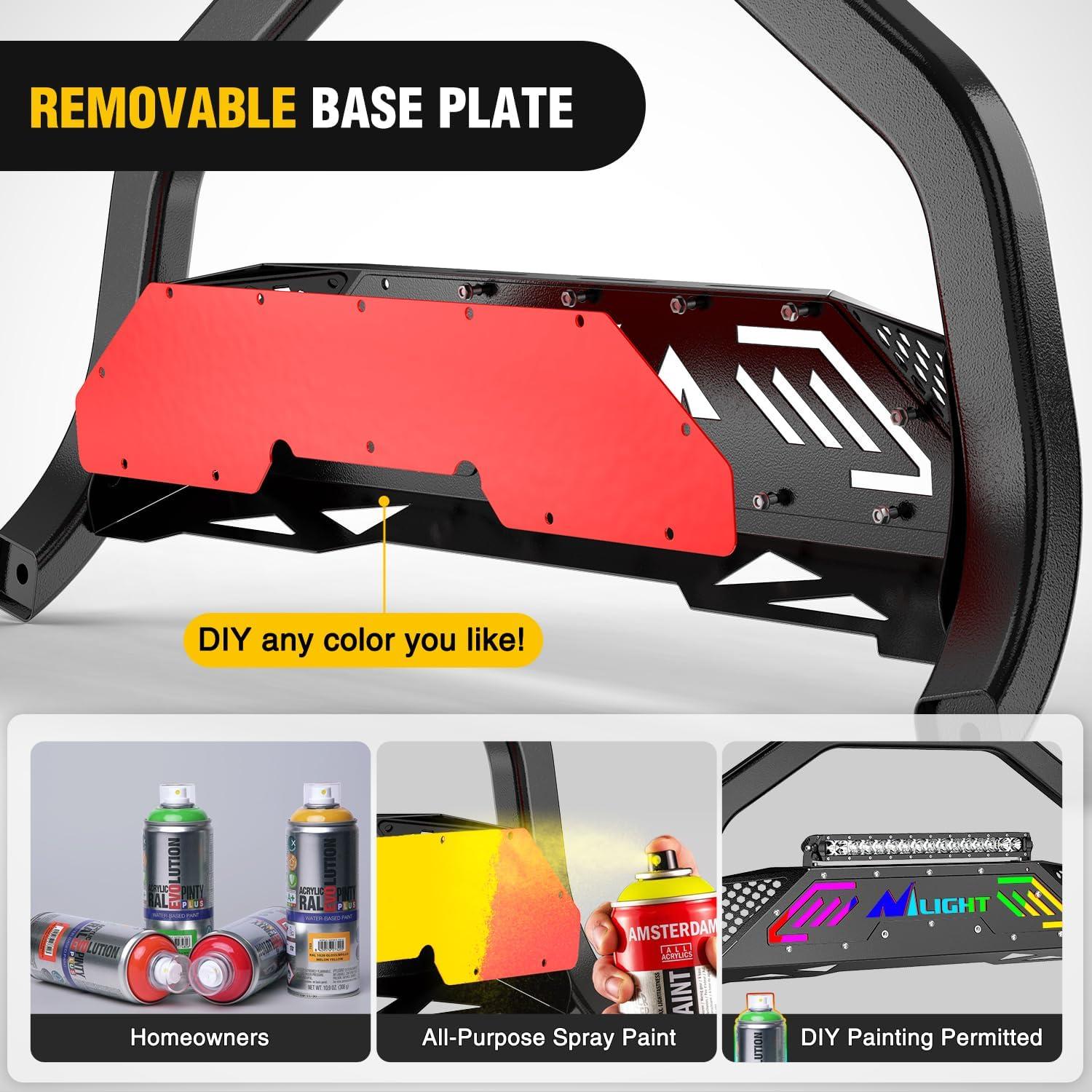 image:imageNilight Bull Bar with Light fits 20032008 Honda Pilot 20062015 Honda Ridgeline 20012006 Acura MDX Front Bumper Grille Brush Push Guard with Skid Plate Licence Plate Hole BlackChevy ColoradoGMC Canyon 20152022