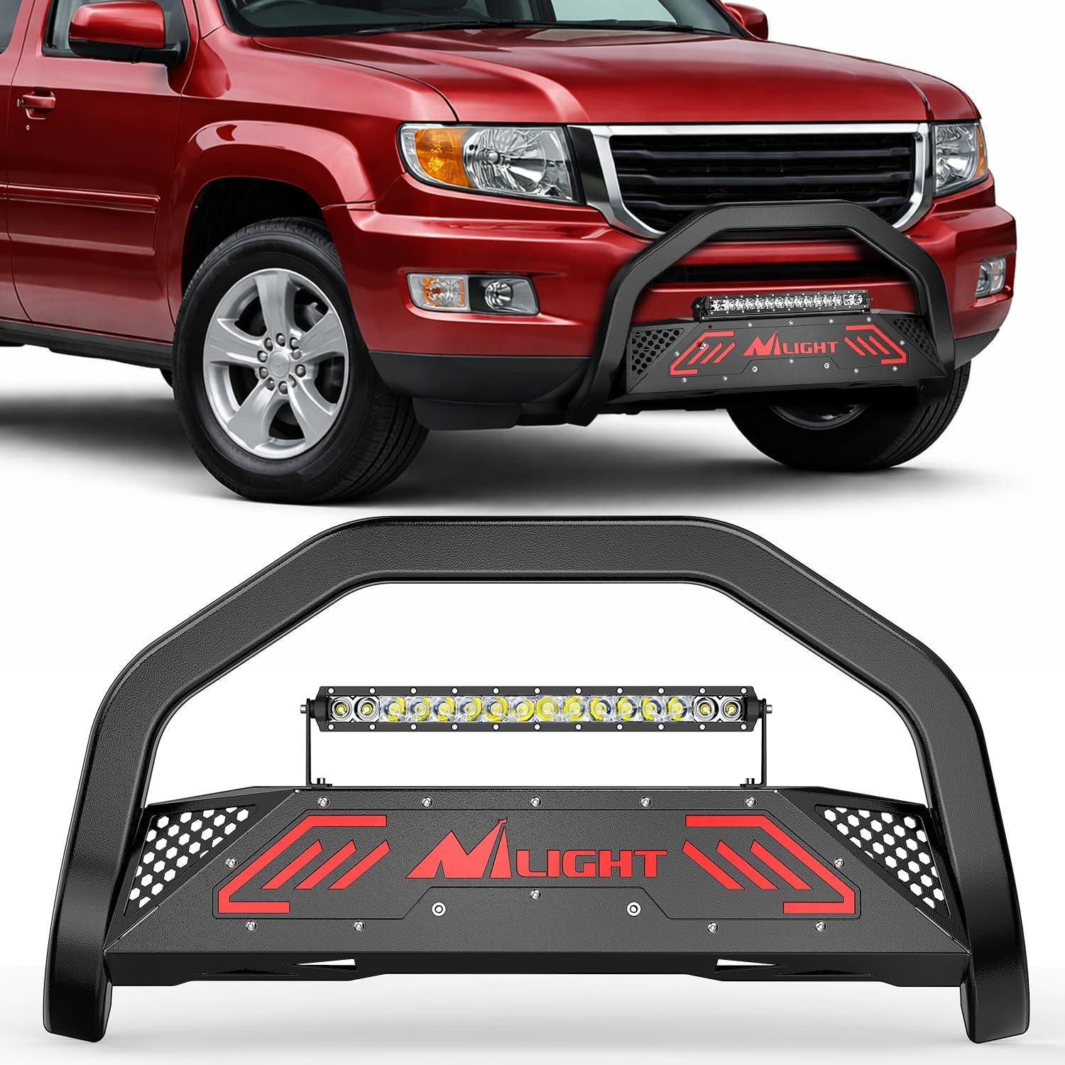 image:imageNilight Bull Bar with Light fits 20032008 Honda Pilot 20062015 Honda Ridgeline 20012006 Acura MDX Front Bumper Grille Brush Push Guard with Skid Plate Licence Plate Hole BlackHonda Pilot 0308 Ridgeline 0615 Acura MDX 0106