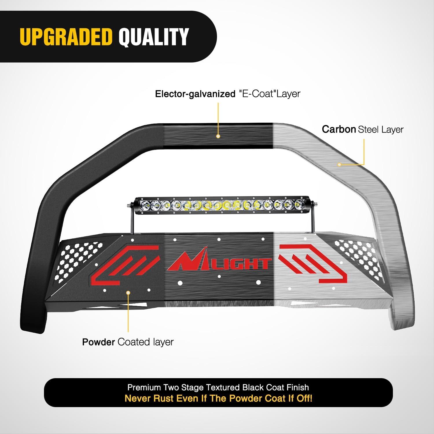 image:imageNilight Bull Bar with Light fits 20032008 Honda Pilot 20062015 Honda Ridgeline 20012006 Acura MDX Front Bumper Grille Brush Push Guard with Skid Plate Licence Plate Hole BlackFord F150 20042023