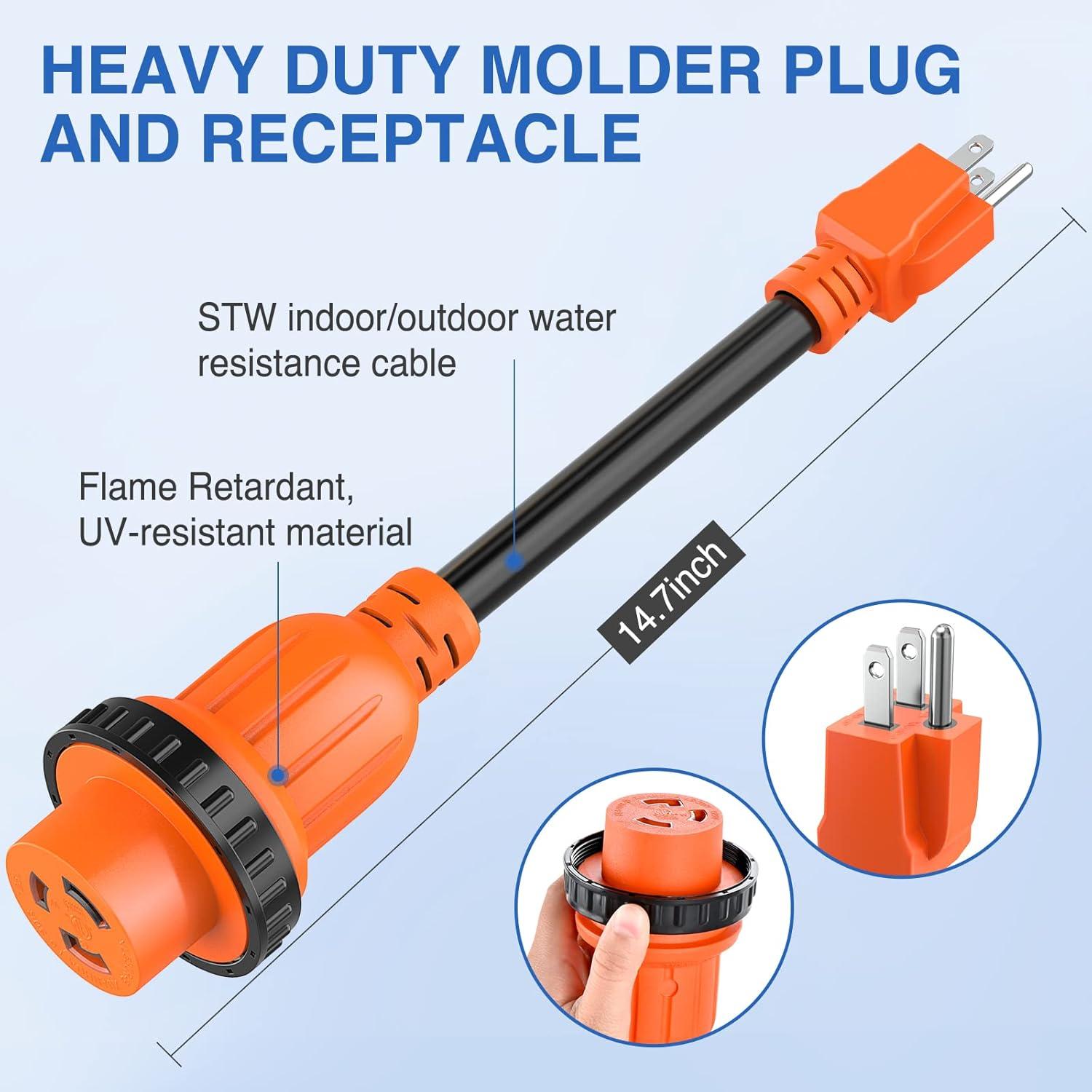 image:imageNilight Dryer Adapter Cord 30 Amp to 30 Amp 3 Prong 125V 3750 Watt Pure Copper Old Dryer Outlet to New Dryer Plug Conversion Heavy Duty 10 Gauge Wire 1030P to 1430R 30M30F15M30F Locking