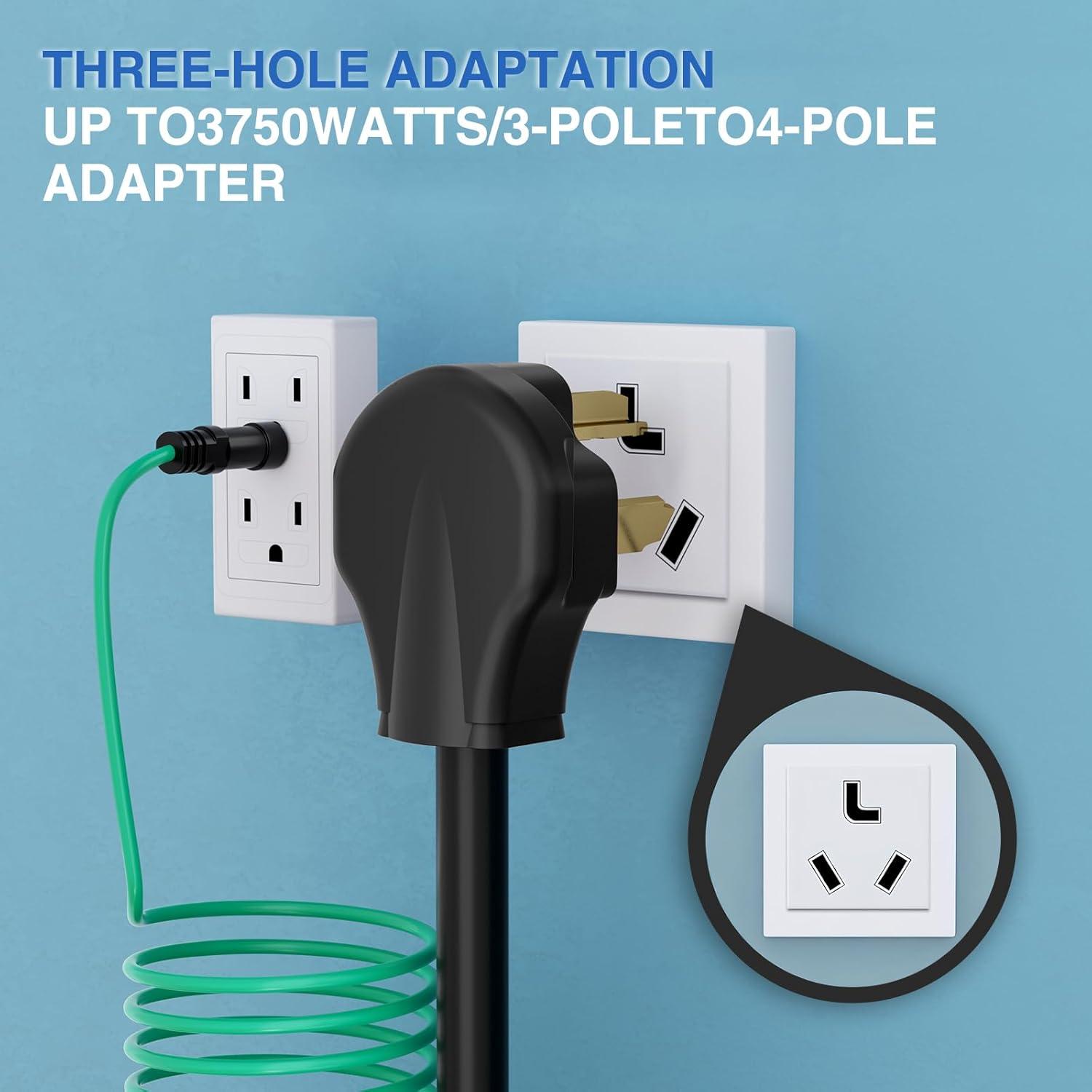 image:imageNilight Dryer Adapter Cord 30 Amp to 30 Amp 3 Prong 125V 3750 Watt Pure Copper Old Dryer Outlet to New Dryer Plug Conversion Heavy Duty 10 Gauge Wire 1030P to 1430R 30M30F1030P to 1430R wGround Wire Black