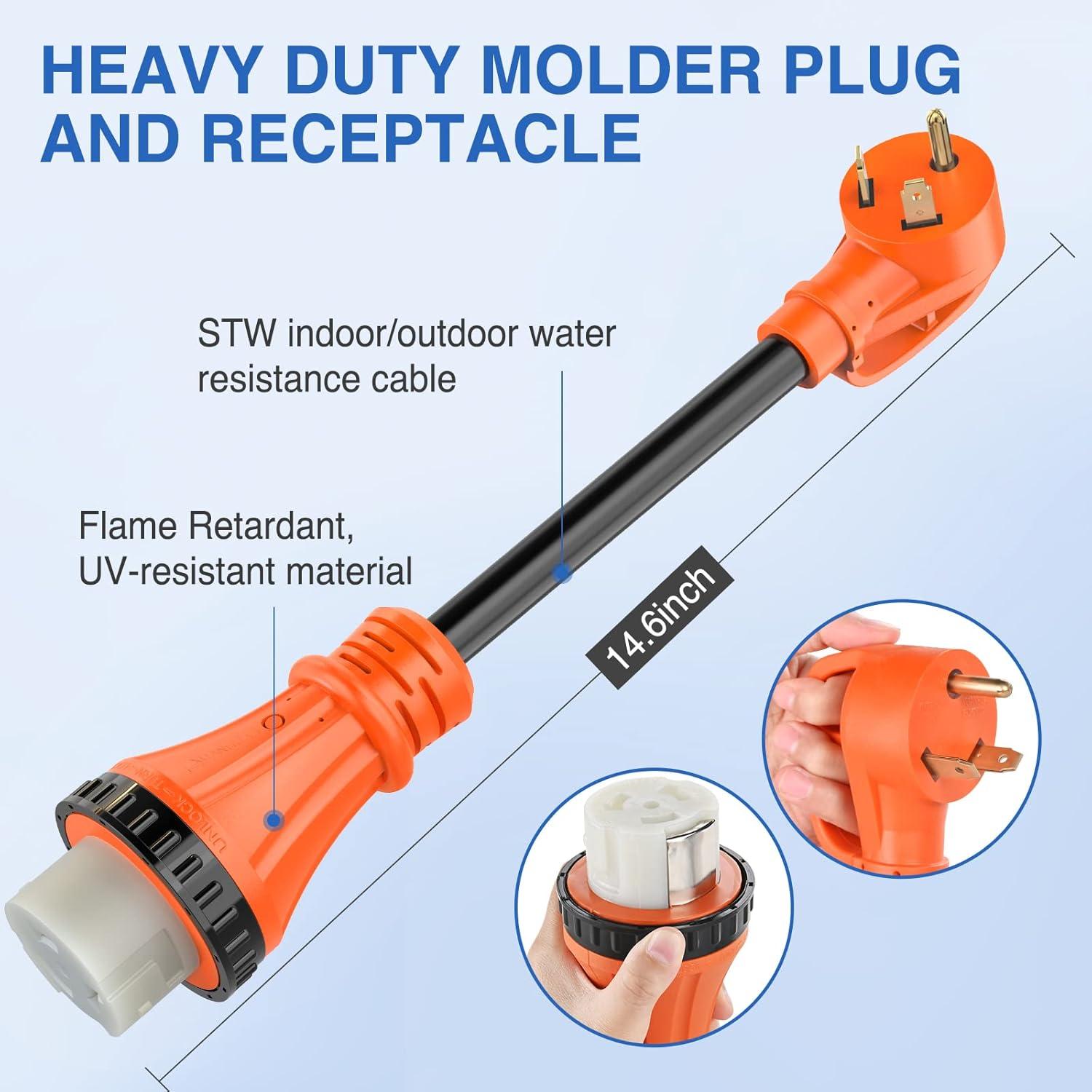 image:imageNilight Dryer Adapter Cord 30 Amp to 30 Amp 3 Prong 125V 3750 Watt Pure Copper Old Dryer Outlet to New Dryer Plug Conversion Heavy Duty 10 Gauge Wire 1030P to 1430R 30M30F30M50F Locking