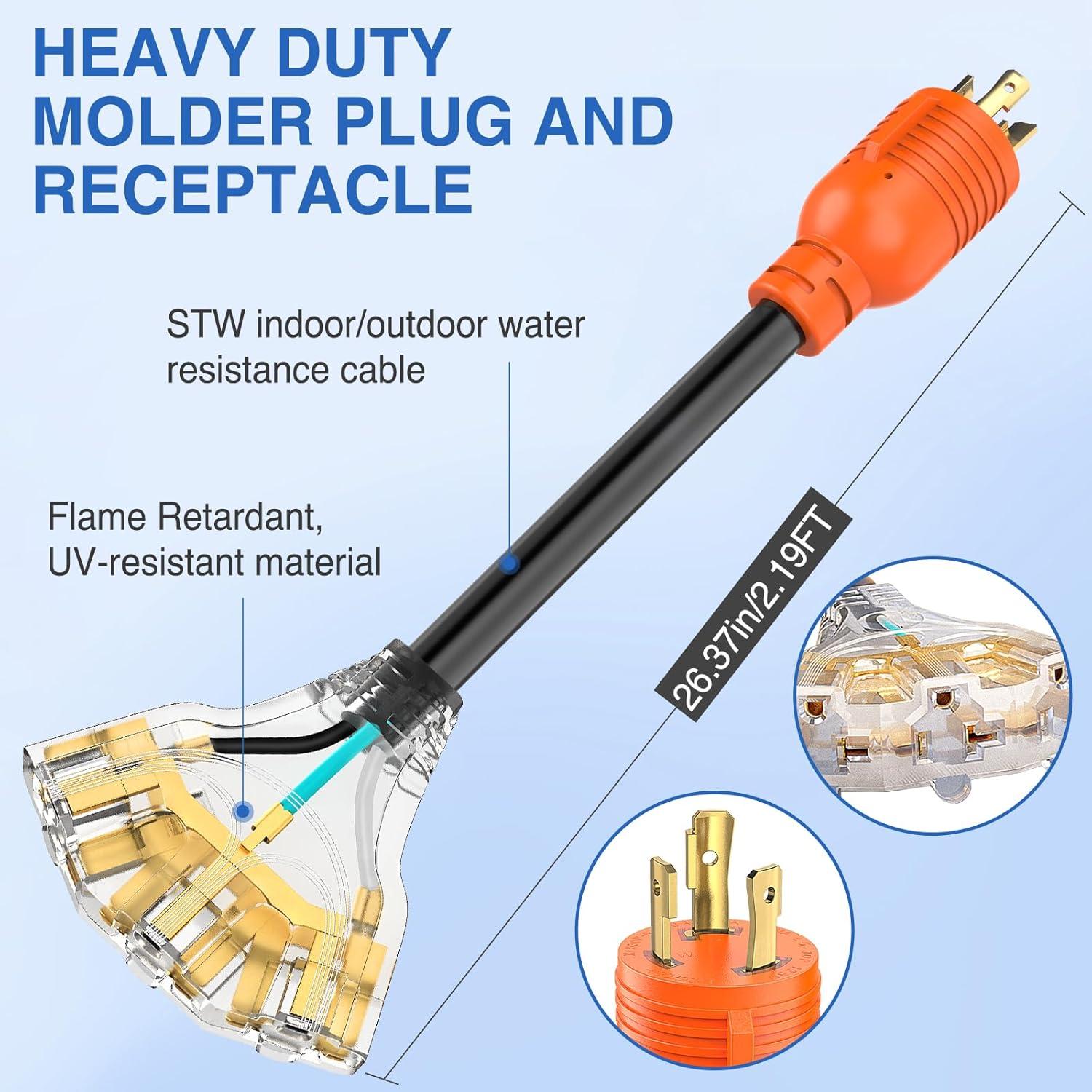 image:imageNilight Dryer Adapter Cord 30 Amp to 30 Amp 3 Prong 125V 3750 Watt Pure Copper Old Dryer Outlet to New Dryer Plug Conversion Heavy Duty 10 Gauge Wire 1030P to 1430R 30M30FL530P to 515R520R 3Prong