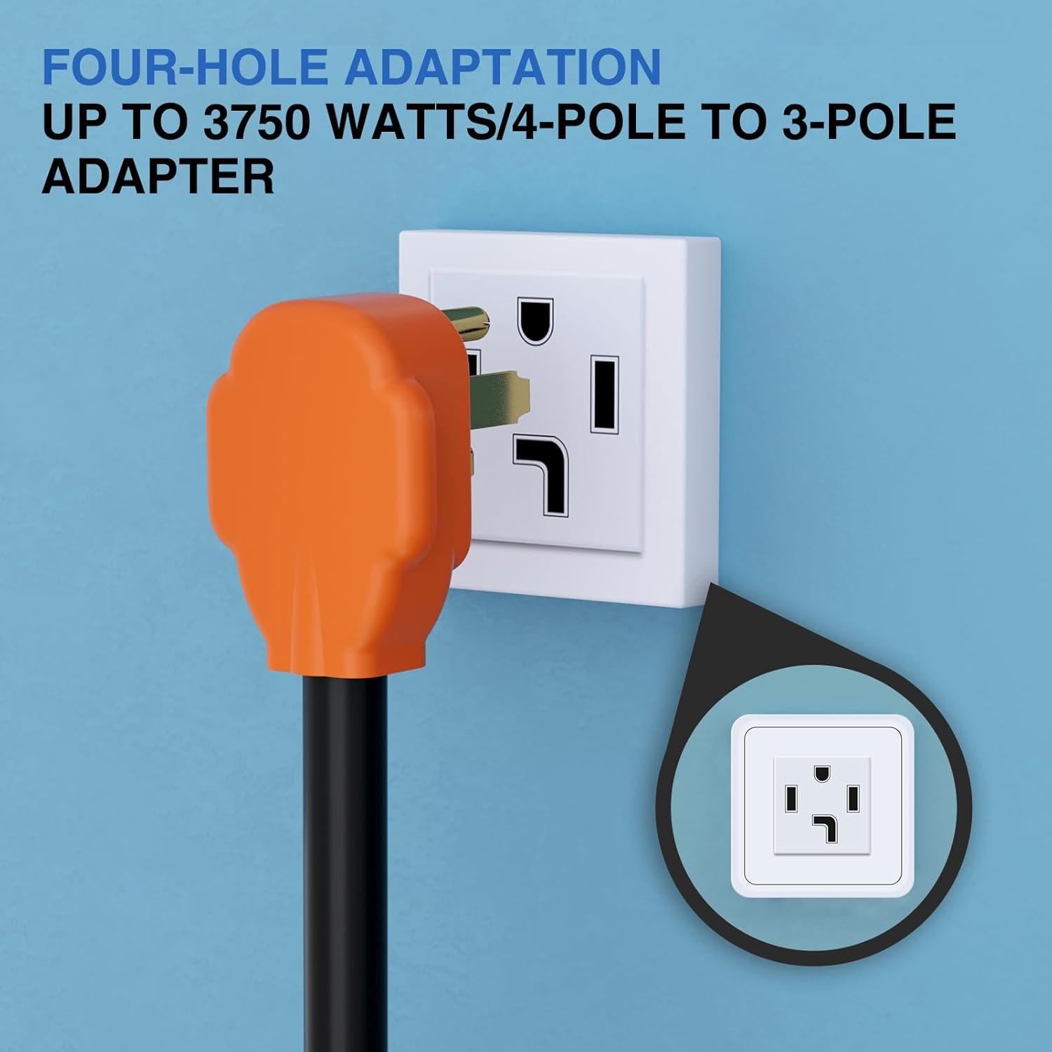image:imageNilight Dryer Adapter Cord 30 Amp to 30 Amp 3 Prong 125V 3750 Watt Pure Copper Old Dryer Outlet to New Dryer Plug Conversion Heavy Duty 10 Gauge Wire 1030P to 1430R 30M30F1430P to 1030R