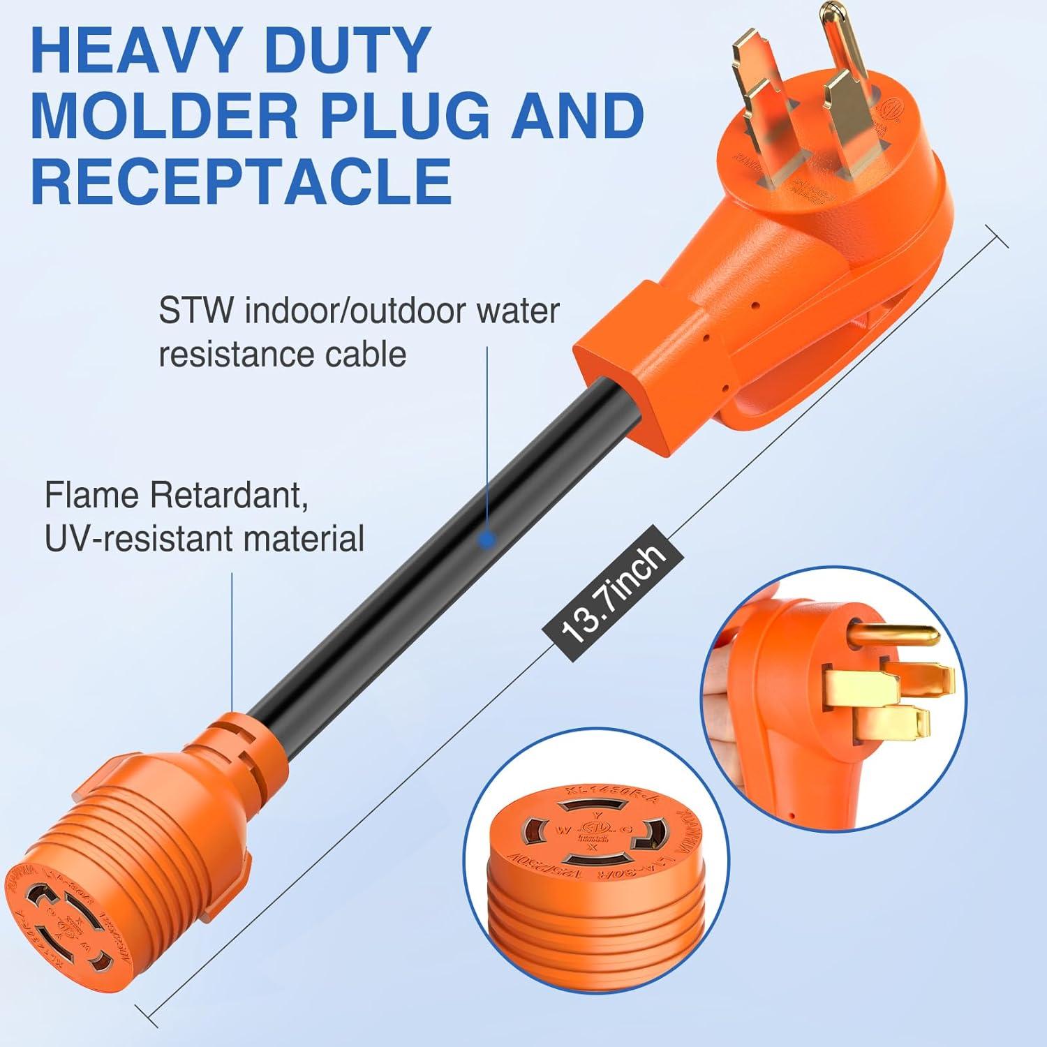 image:imageNilight Dryer Adapter Cord 30 Amp to 30 Amp 3 Prong 125V 3750 Watt Pure Copper Old Dryer Outlet to New Dryer Plug Conversion Heavy Duty 10 Gauge Wire 1030P to 1430R 30M30F1450P to L1430R