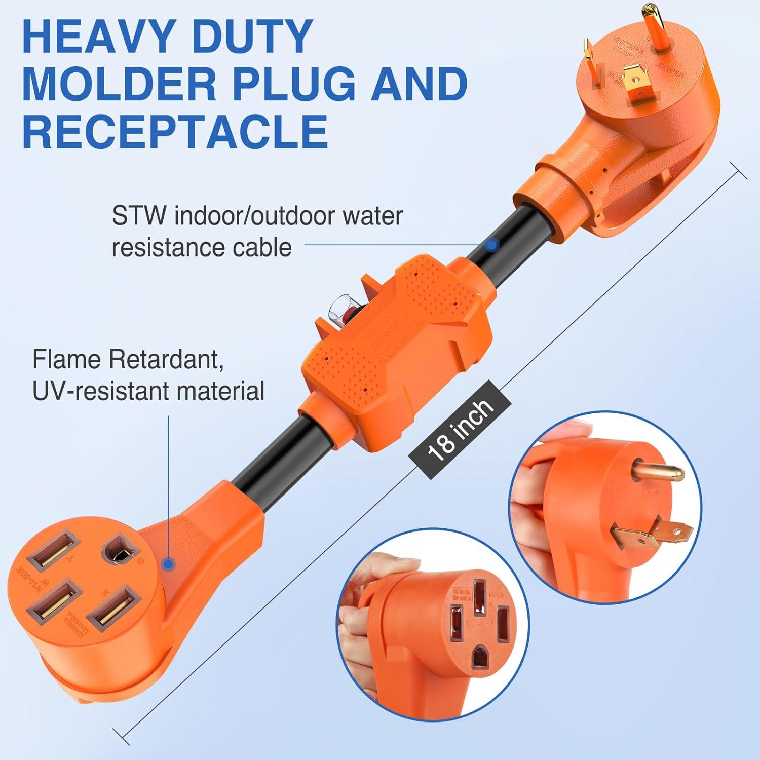 image:imageNilight Dryer Adapter Cord 30 Amp to 30 Amp 3 Prong 125V 3750 Watt Pure Copper Old Dryer Outlet to New Dryer Plug Conversion Heavy Duty 10 Gauge Wire 1030P to 1430R 30M30F30M50F w Circuit Breaker