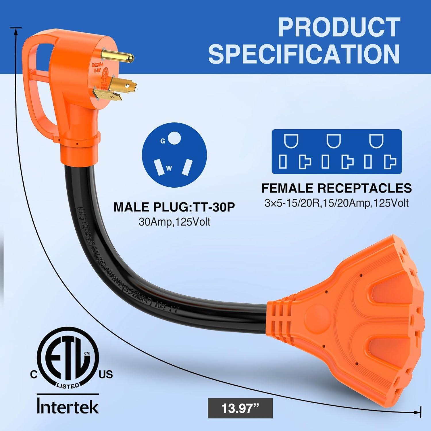 image:imageNilight Dryer Adapter Cord 30 Amp to 30 Amp 3 Prong 125V 3750 Watt Pure Copper Old Dryer Outlet to New Dryer Plug Conversion Heavy Duty 10 Gauge Wire 1030P to 1430R 30M30FTT30P to 515R520R 3Prong Orange
