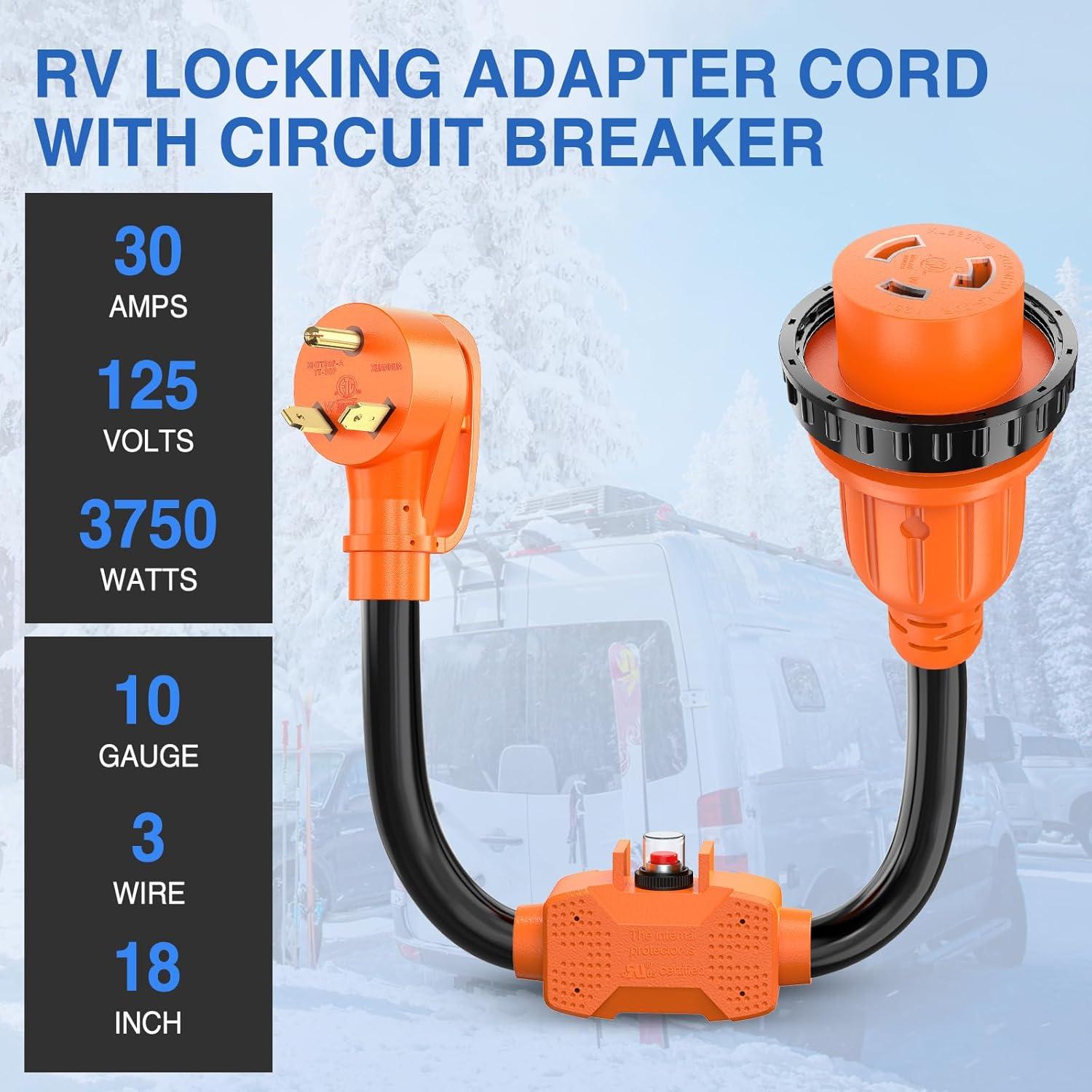 image:imageNilight Dryer Adapter Cord 30 Amp to 30 Amp 3 Prong 125V 3750 Watt Pure Copper Old Dryer Outlet to New Dryer Plug Conversion Heavy Duty 10 Gauge Wire 1030P to 1430R 30M30F30M30F Locking w Circuit Breaker