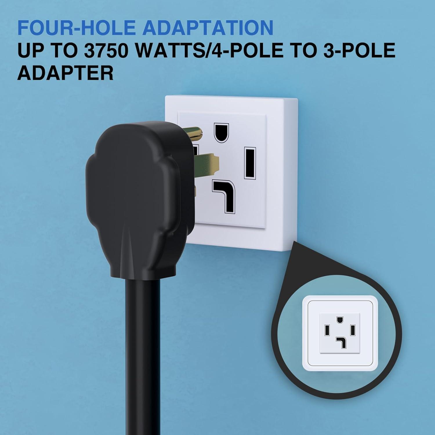 image:imageNilight Dryer Adapter Cord 30 Amp to 30 Amp 3 Prong 125V 3750 Watt Pure Copper Old Dryer Outlet to New Dryer Plug Conversion Heavy Duty 10 Gauge Wire 1030P to 1430R 30M30F1430P to 1030R Black