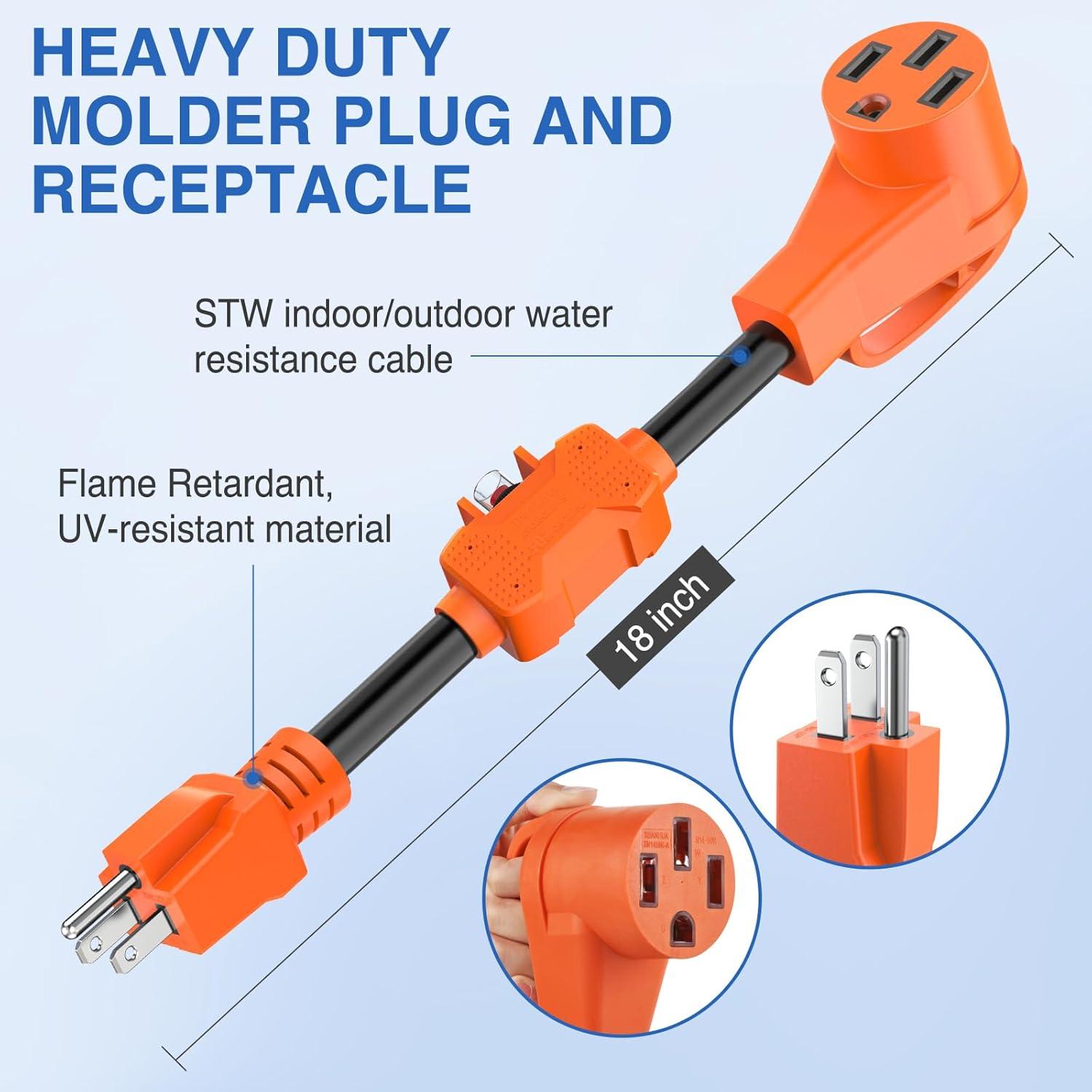 image:imageNilight Dryer Adapter Cord 30 Amp to 30 Amp 3 Prong 125V 3750 Watt Pure Copper Old Dryer Outlet to New Dryer Plug Conversion Heavy Duty 10 Gauge Wire 1030P to 1430R 30M30F15M50F w Circuit Breaker