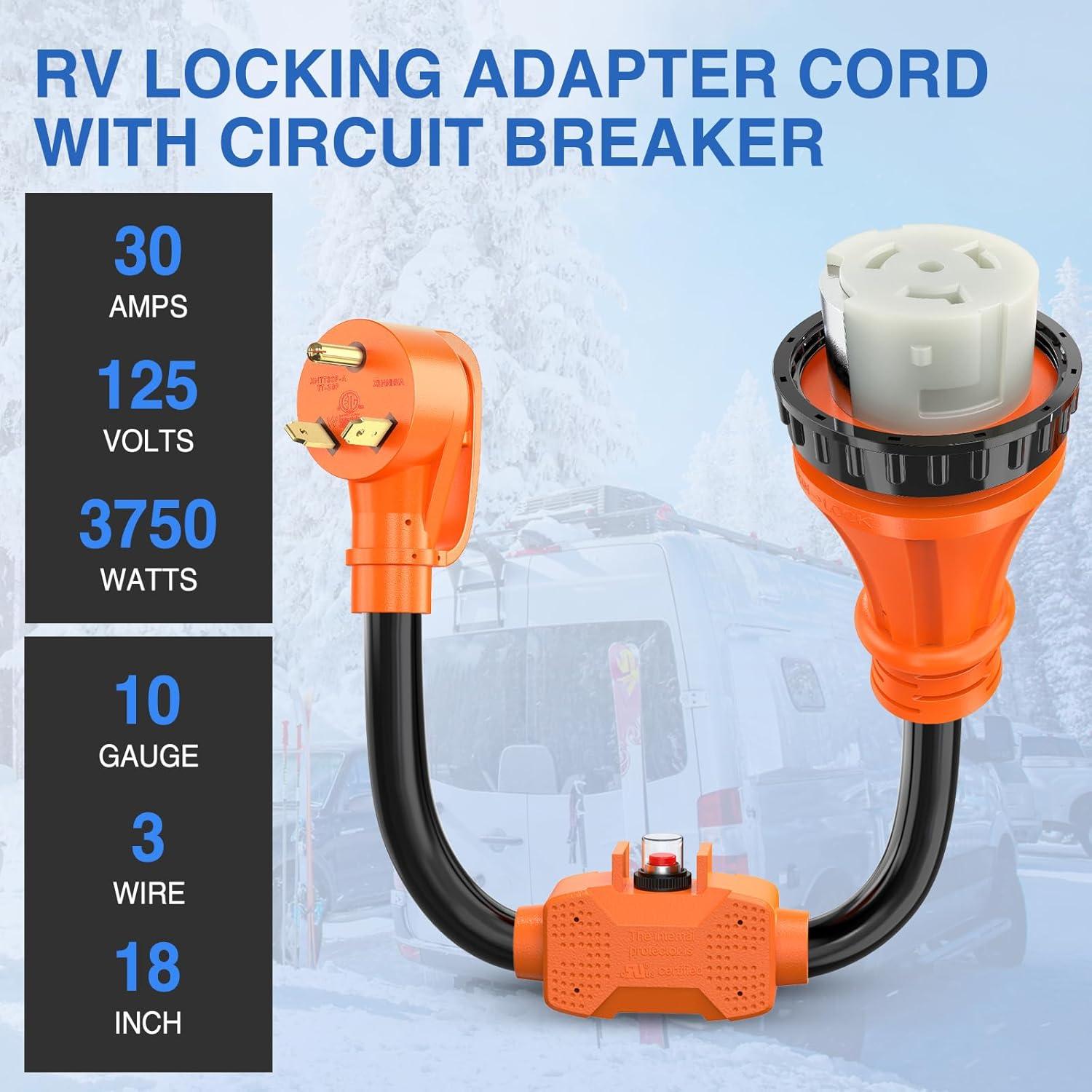 image:imageNilight Dryer Adapter Cord 30 Amp to 30 Amp 3 Prong 125V 3750 Watt Pure Copper Old Dryer Outlet to New Dryer Plug Conversion Heavy Duty 10 Gauge Wire 1030P to 1430R 30M30F30M50F Locking w Circuit Breaker