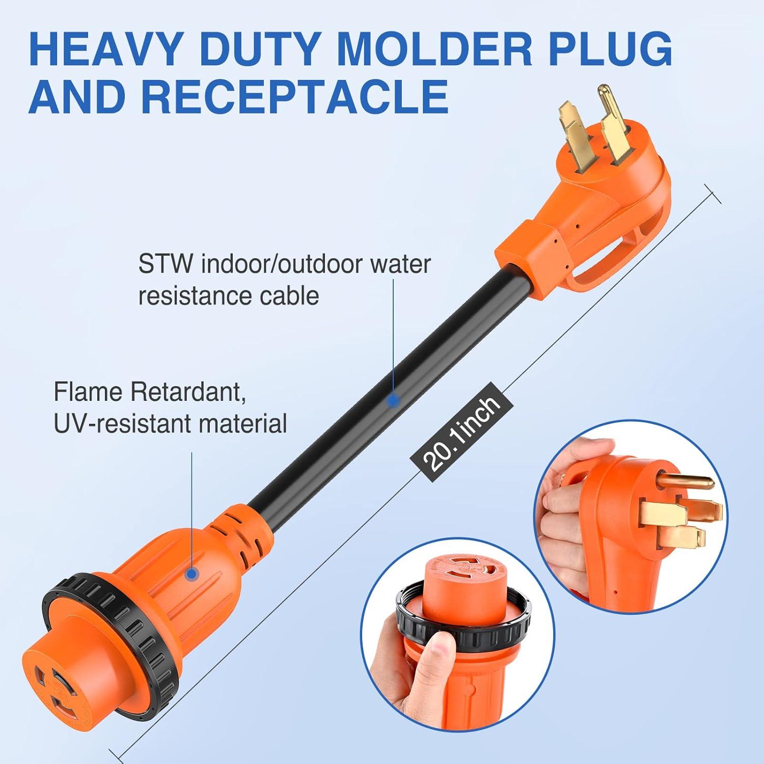 image:imageNilight Dryer Adapter Cord 30 Amp to 30 Amp 3 Prong 125V 3750 Watt Pure Copper Old Dryer Outlet to New Dryer Plug Conversion Heavy Duty 10 Gauge Wire 1030P to 1430R 30M30F50M30F Locking
