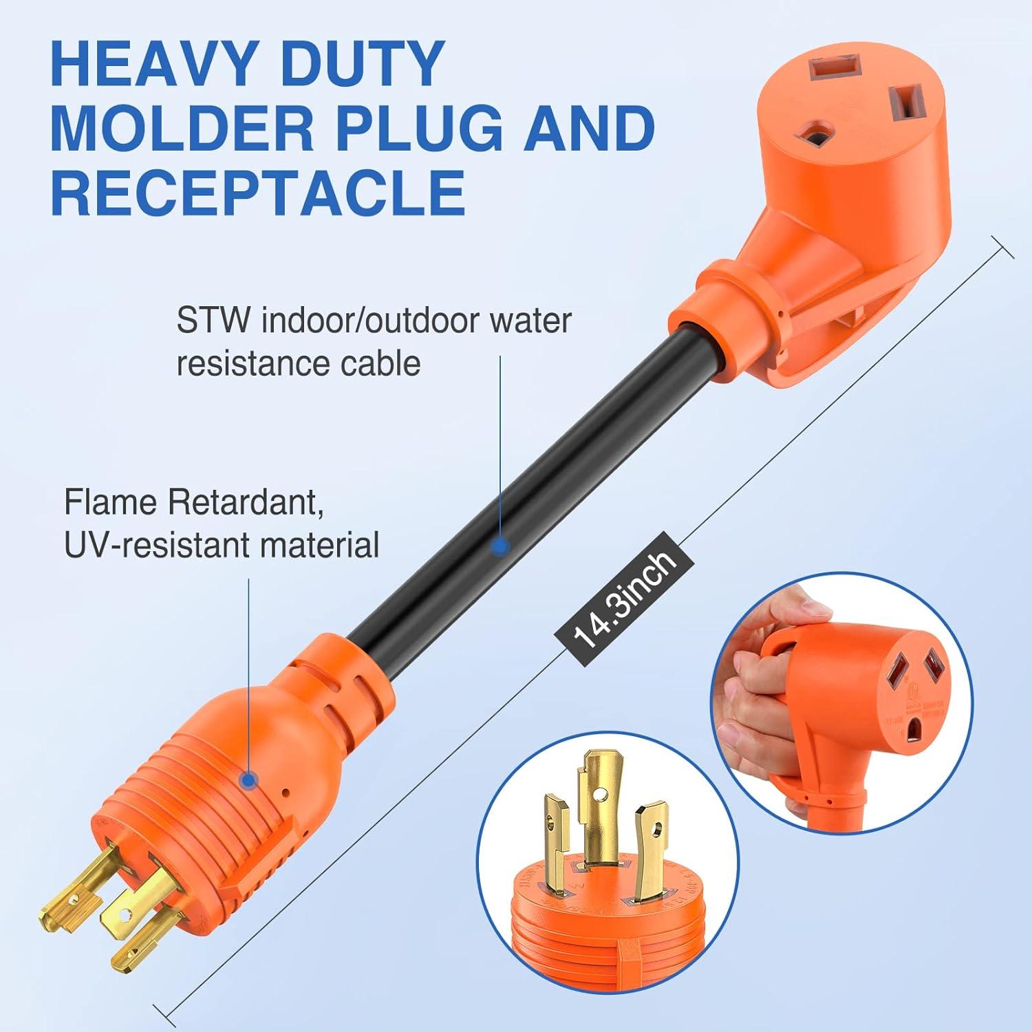 image:imageNilight Dryer Adapter Cord 30 Amp to 30 Amp 3 Prong 125V 3750 Watt Pure Copper Old Dryer Outlet to New Dryer Plug Conversion Heavy Duty 10 Gauge Wire 1030P to 1430R 30M30F30M Locking 3Pin30F
