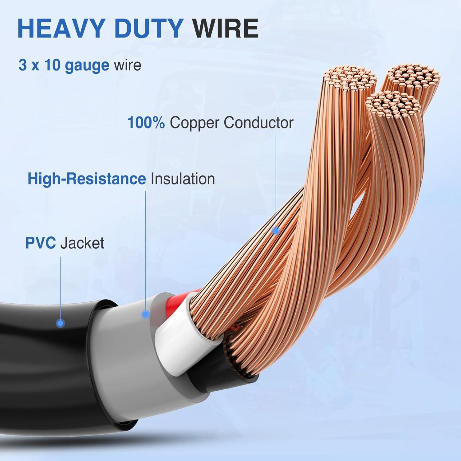 image:imageNilight Dryer Adapter Cord 30 Amp to 30 Amp 3 Prong 125V 3750 Watt Pure Copper Old Dryer Outlet to New Dryer Plug Conversion Heavy Duty 10 Gauge Wire 1030P to 1430R 30M30FL530P to L530R