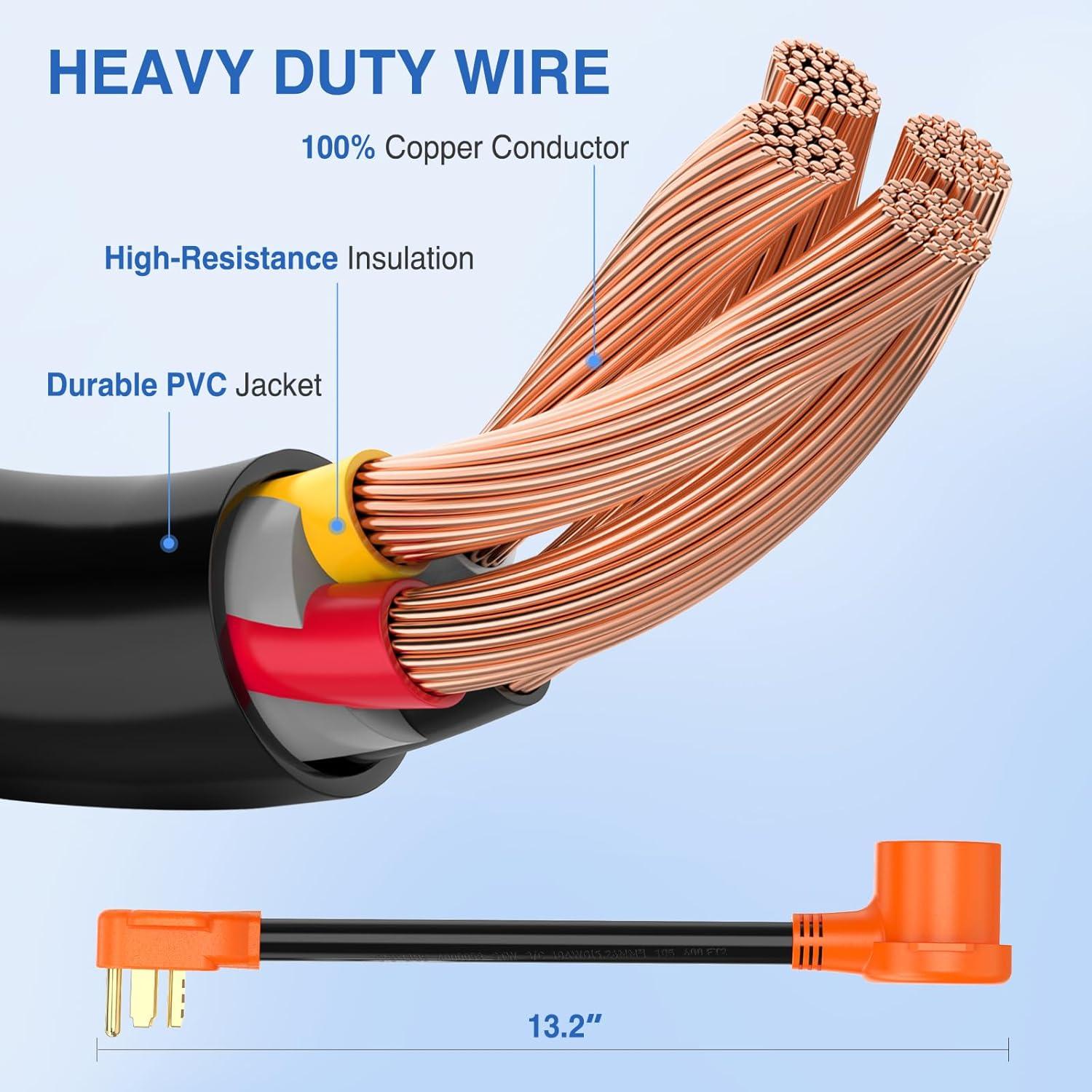 image:imageNilight Dryer Adapter Cord 30 Amp to 30 Amp 3 Prong 125V 3750 Watt Pure Copper Old Dryer Outlet to New Dryer Plug Conversion Heavy Duty 10 Gauge Wire 1030P to 1430R 30M30F1430P to 1030R