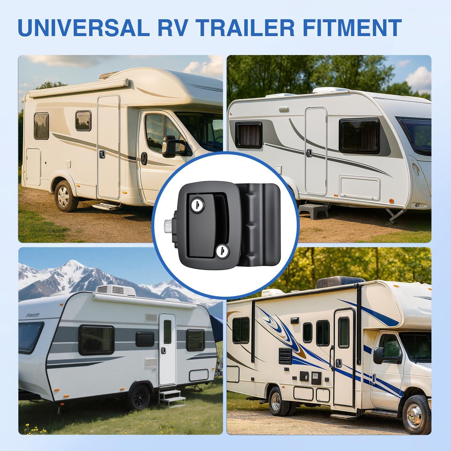 image:imageNilight RV Door Lock Replacement with Paddle Deadbolt 100 Zinc Alloy Entry Locks Handle Latch 4 Keys Heavy Duty Enclosed Camping Locking Kit Fits RVs Campers Travel Trailers Horse Cargo HaulersBlack