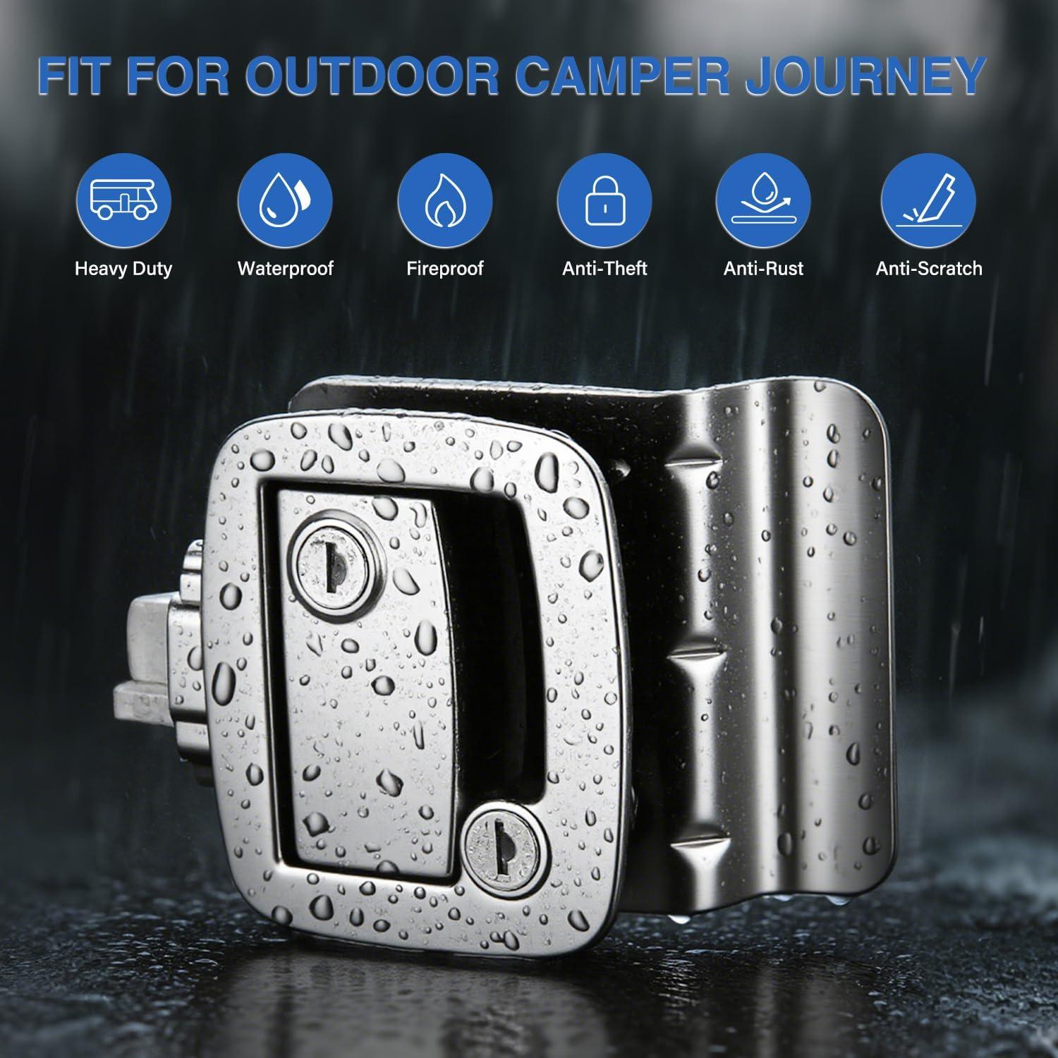 image:imageNilight RV Door Lock Replacement with Paddle Deadbolt 100 Zinc Alloy Entry Locks Handle Latch 4 Keys Heavy Duty Enclosed Camping Locking Kit Fits RVs Campers Travel Trailers Horse Cargo HaulersChrome
