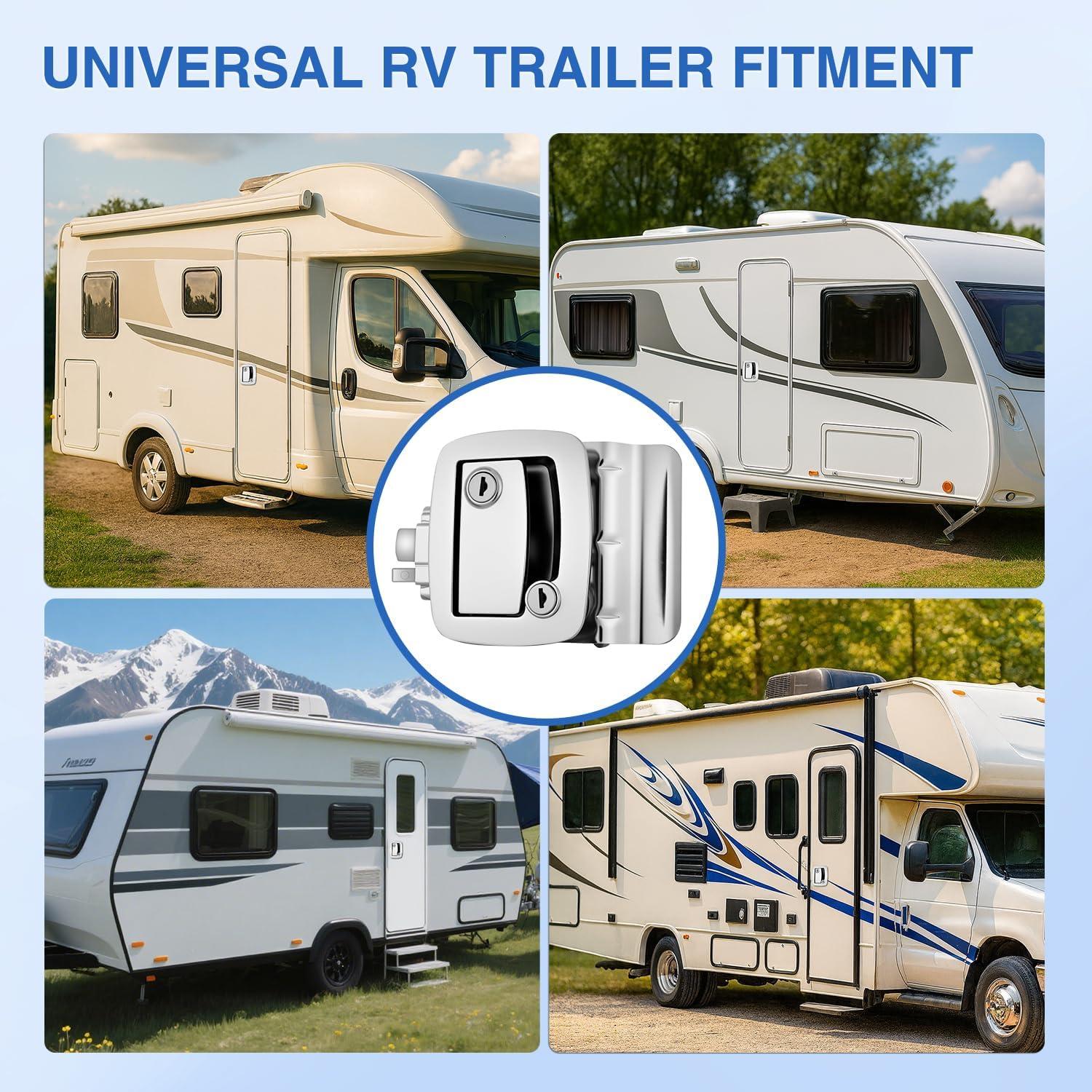 image:imageNilight RV Door Lock Replacement with Paddle Deadbolt 100 Zinc Alloy Entry Locks Handle Latch 4 Keys Heavy Duty Enclosed Camping Locking Kit Fits RVs Campers Travel Trailers Horse Cargo HaulersChrome