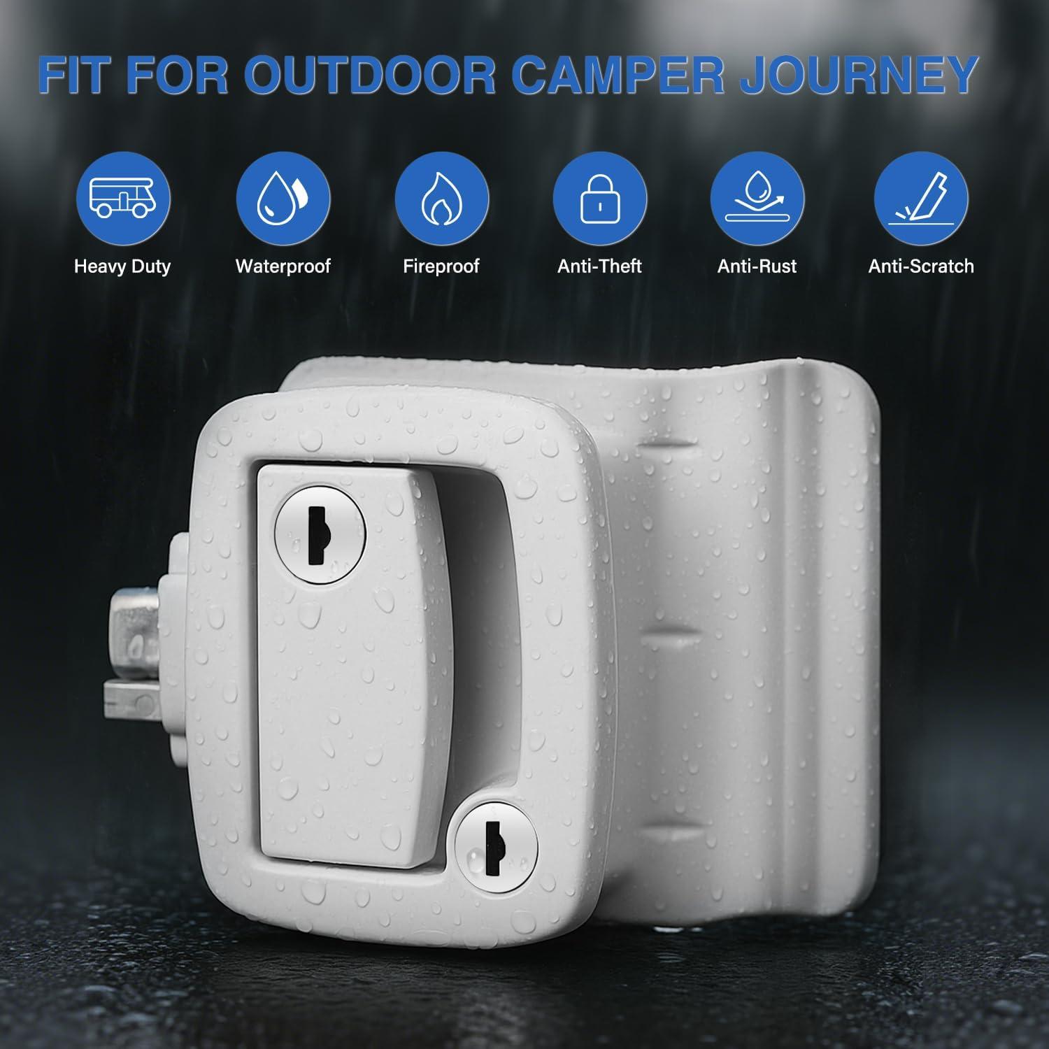 image:imageNilight RV Door Lock Replacement with Paddle Deadbolt 100 Zinc Alloy Entry Locks Handle Latch 4 Keys Heavy Duty Enclosed Camping Locking Kit Fits RVs Campers Travel Trailers Horse Cargo HaulersWhite