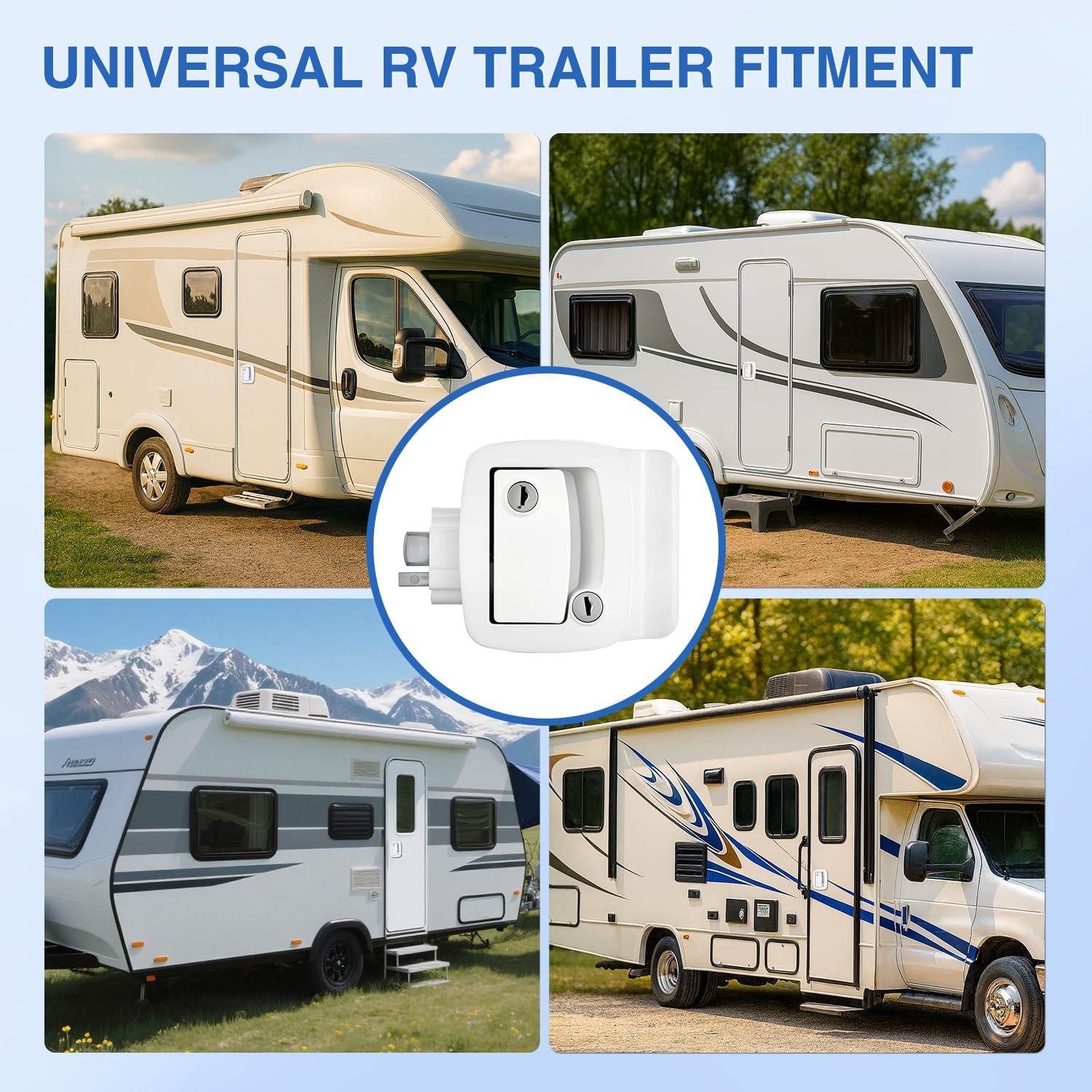 image:imageNilight RV Door Lock Replacement with Paddle Deadbolt 100 Zinc Alloy Entry Locks Handle Latch 4 Keys Heavy Duty Enclosed Camping Locking Kit Fits RVs Campers Travel Trailers Horse Cargo HaulersWhite