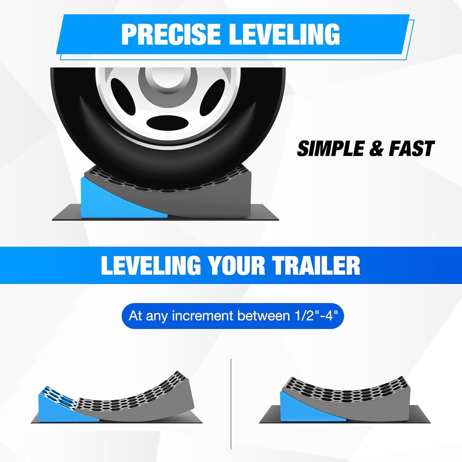 image:imageNilight RV Leveler 2 Pack Camper Leveling Blocks Ramp Support Dual Axles Up to 35000lbs Fast RV Accessories Leveling System for Travel Trailer Motorhome YellowBlueGray