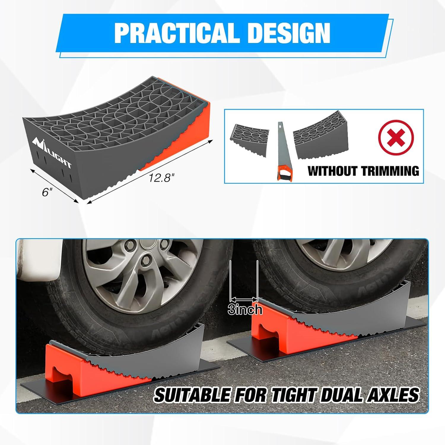 image:imageNilight RV Leveler 2 Pack Camper Leveling Blocks Ramp Support Dual Axles Up to 35000lbs Fast RV Accessories Leveling System for Travel Trailer Motorhome YellowOrangeGray