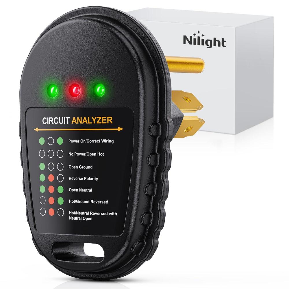 image:imageNilight 30 Amp RV Surge Protector 125V3750W Adapter Plug with LED Indicator 30amp 1050 Joules 22500A Max Spike ETL Listed TT30P TT30R Power Guard for Camper Trailer30A Circuit Tester