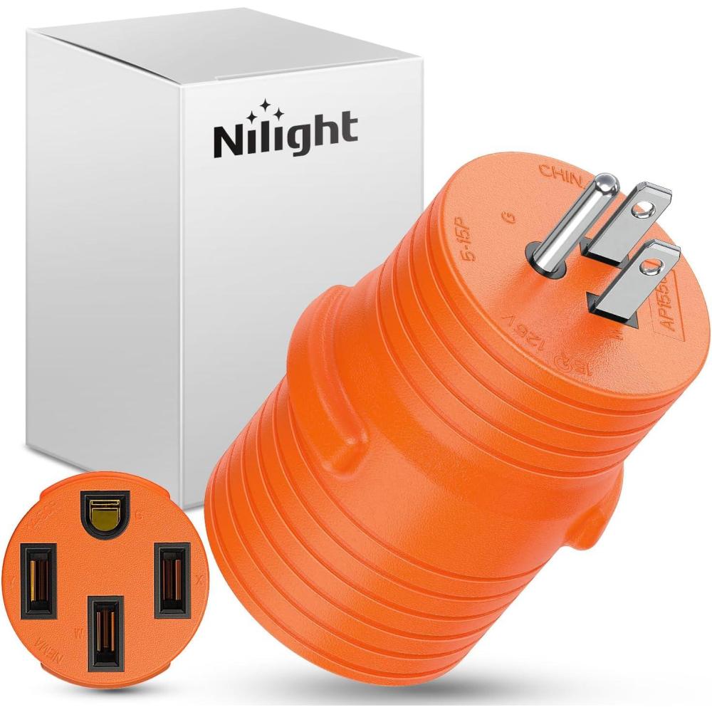 image:imageNilight 30 Amp to 50Amp RV Power Adapter 3 Prong 125250 Volt Heavy Duty Converter TT30P to 1450R 30A Male Plug to 50A Female Receptacle for Camper Caravan Trailer Generator15Amp Male to 50Amp Female