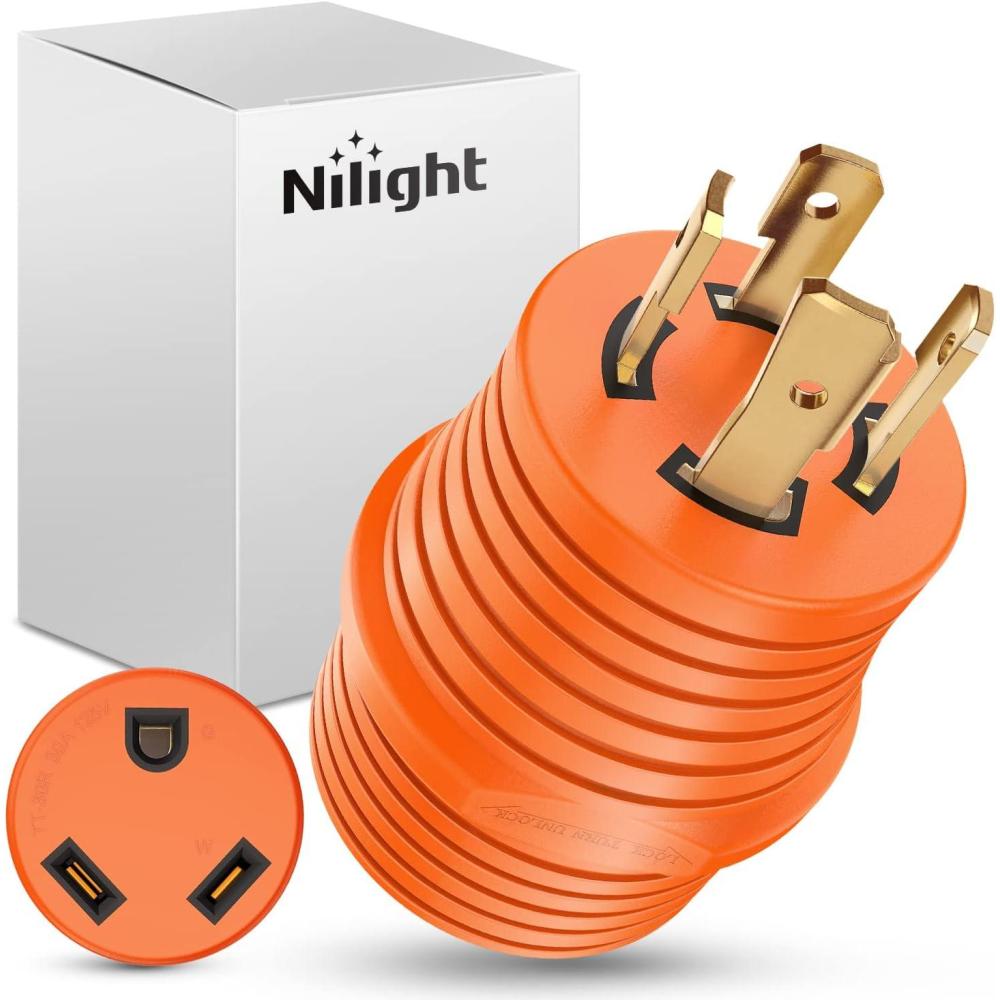 image:imageNilight 30 Amp to 50Amp RV Power Adapter 3 Prong 125250 Volt Heavy Duty Converter TT30P to 1450R 30A Male Plug to 50A Female Receptacle for Camper Caravan Trailer Generator30Amp Male to 30Amp Female