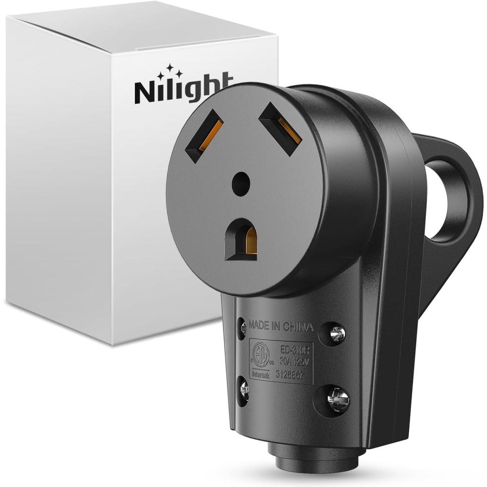 image:imageNilight 50 Amp RV Male Replacement Plug 125250 Volt Heavy Duty Receptacle with Handle ETL Listed NEMA 1450P for Camper Caravan Motorhome Van TrailerBlack