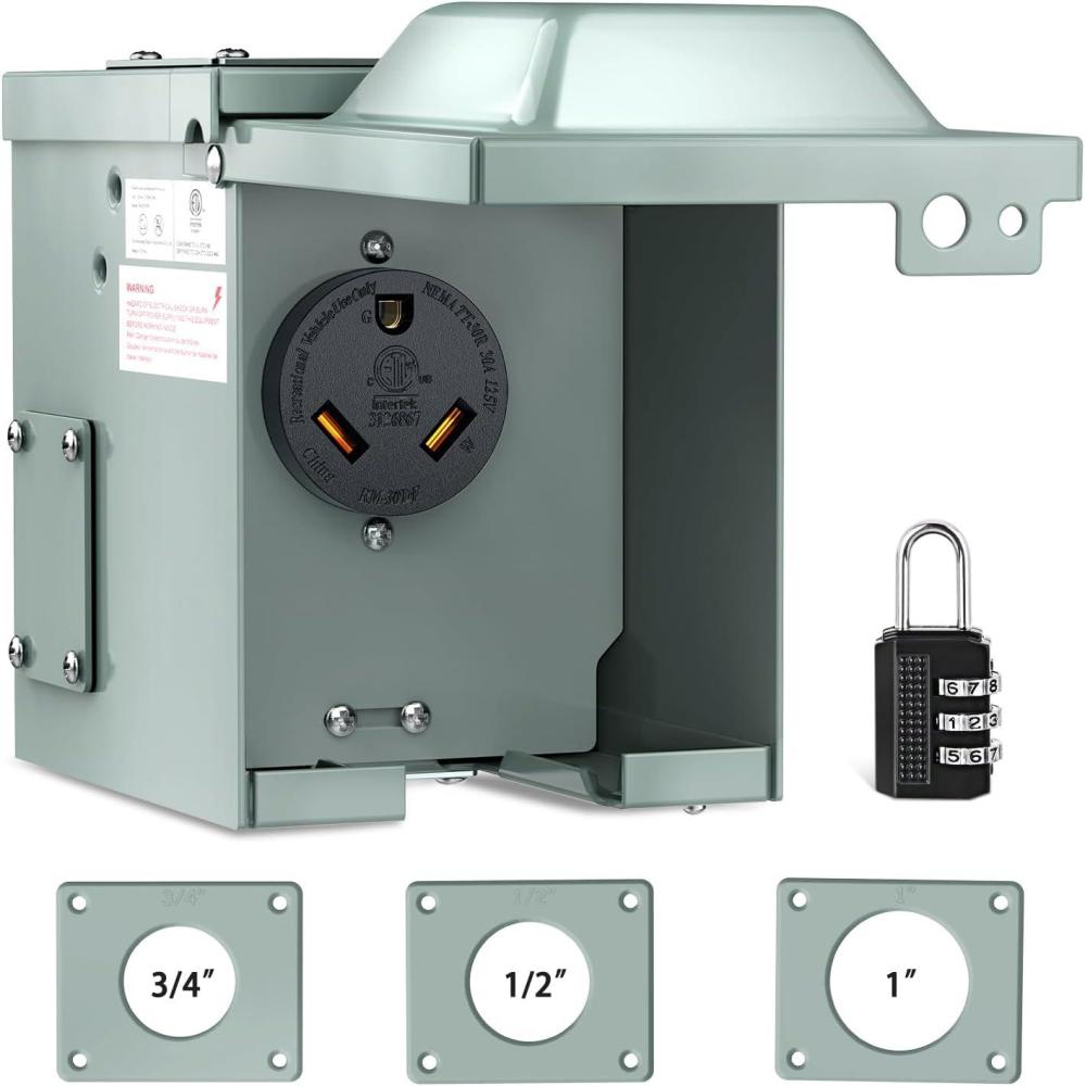 image:imageNilight 50AMP RV EV Power Outlet Box 125250V NEMA 1450R Receptacle Heavy Duty Predrilled ETL Listed Enclosed Lockable Box Waterproof for Camper Caravan Motorhome Van30A Outlet Box
