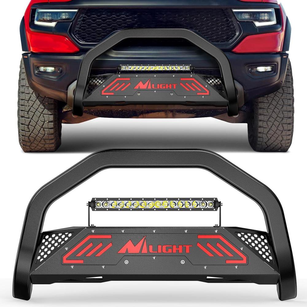 image:imageNilight Bull Bar with Light fits 20032008 Honda Pilot 20062015 Honda Ridgeline 20012006 Acura MDX Front Bumper Grille Brush Push Guard with Skid Plate Licence Plate Hole BlackDodge Ram 1500 New Body 20192024