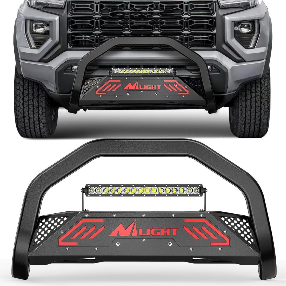 image:imageNilight Bull Bar with Light fits 20032008 Honda Pilot 20062015 Honda Ridgeline 20012006 Acura MDX Front Bumper Grille Brush Push Guard with Skid Plate Licence Plate Hole BlackChevy ColoradoGMC Canyon 20152022