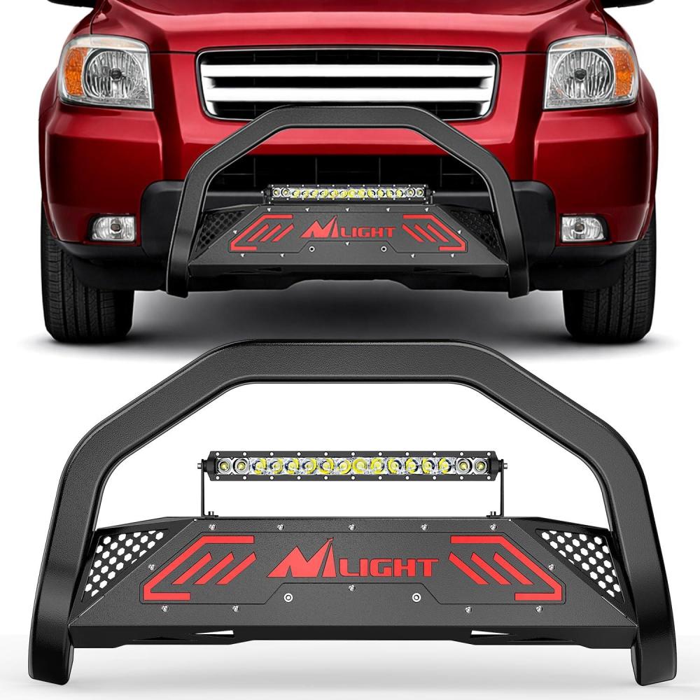 image:imageNilight Bull Bar with Light fits 20032008 Honda Pilot 20062015 Honda Ridgeline 20012006 Acura MDX Front Bumper Grille Brush Push Guard with Skid Plate Licence Plate Hole BlackHonda Pilot 0308 Ridgeline 0615 Acura MDX 0106
