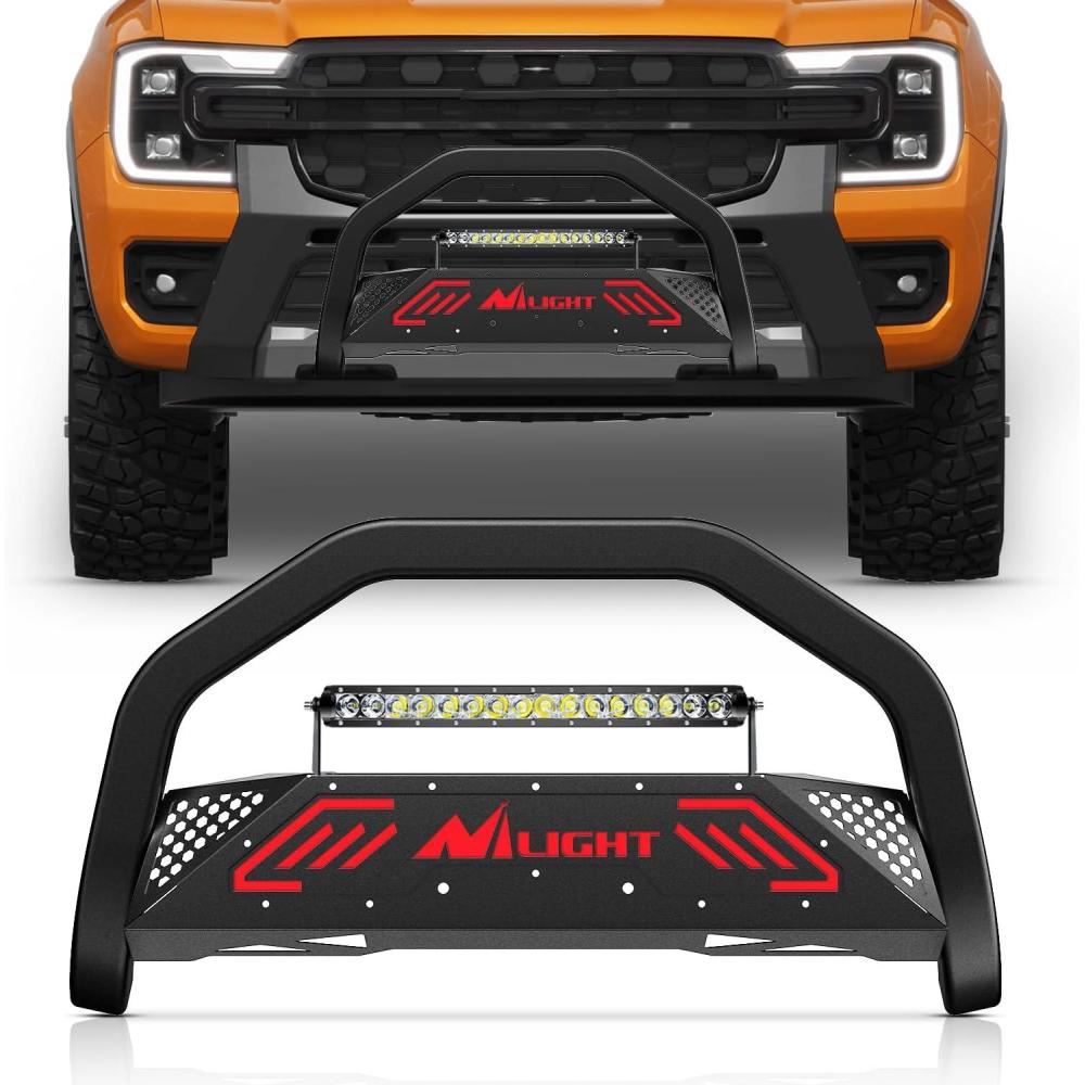 image:imageNilight Bull Bar with Light fits 20032008 Honda Pilot 20062015 Honda Ridgeline 20012006 Acura MDX Front Bumper Grille Brush Push Guard with Skid Plate Licence Plate Hole BlackFord Ranger 20192023