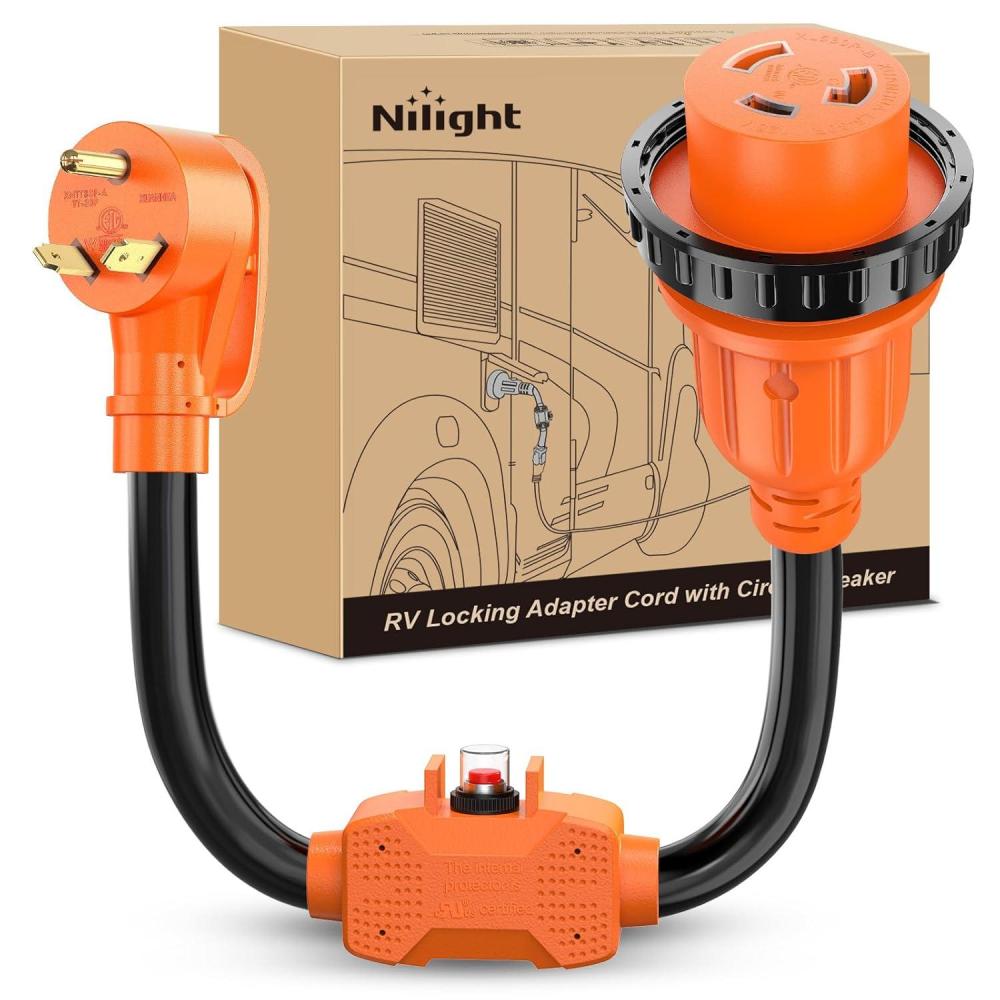 image:imageNilight Dryer Adapter Cord 30 Amp to 30 Amp 3 Prong 125V 3750 Watt Pure Copper Old Dryer Outlet to New Dryer Plug Conversion Heavy Duty 10 Gauge Wire 1030P to 1430R 30M30F30M30F Locking w Circuit Breaker