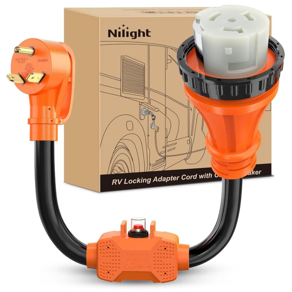 image:imageNilight Dryer Adapter Cord 30 Amp to 30 Amp 3 Prong 125V 3750 Watt Pure Copper Old Dryer Outlet to New Dryer Plug Conversion Heavy Duty 10 Gauge Wire 1030P to 1430R 30M30F30M50F Locking w Circuit Breaker