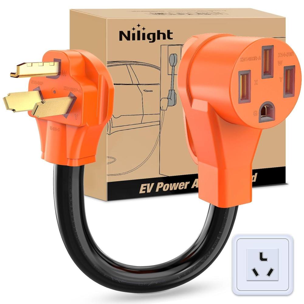 image:imageNilight Dryer Adapter Cord 30 Amp to 30 Amp 3 Prong 125V 3750 Watt Pure Copper Old Dryer Outlet to New Dryer Plug Conversion Heavy Duty 10 Gauge Wire 1030P to 1430R 30M30FOld dryer plug to EV