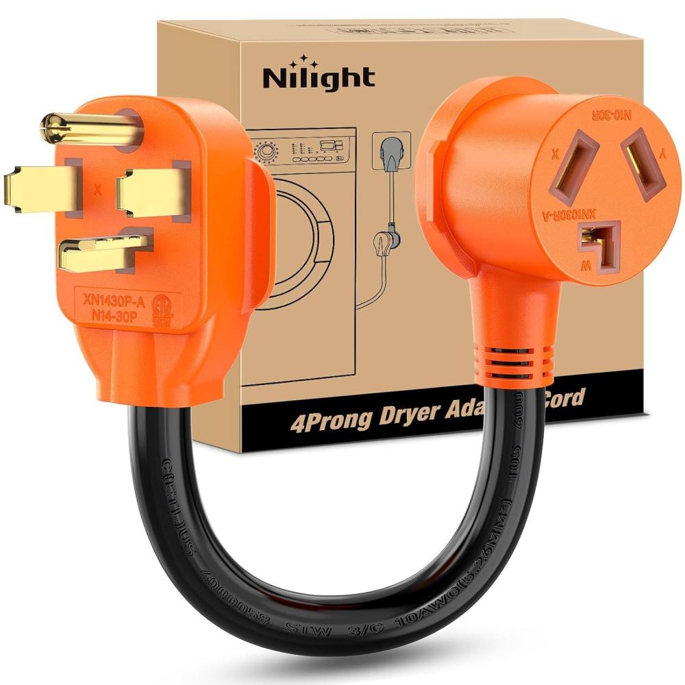 image:imageNilight Dryer Adapter Cord 30 Amp to 30 Amp 3 Prong 125V 3750 Watt Pure Copper Old Dryer Outlet to New Dryer Plug Conversion Heavy Duty 10 Gauge Wire 1030P to 1430R 30M30F1430P to 1030R