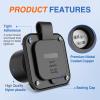 Nilight 15 AMP RV Power Flanged Inlet 125V AC Port Shore Receptacle with Extension Cord ETL Listed NEMA 5-15P Plug 5-15R Female Outlet for RV Camper Generator Shed Motorhome(15A Flanged Inlet)