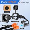 Nilight 15 AMP RV Power Flanged Inlet 125V AC Port Shore Receptacle with Extension Cord ETL Listed NEMA 5-15P Plug 5-15R Female Outlet for RV Camper Generator Shed Motorhome(15A Flanged Inlet with dual Extension cord)