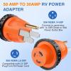 Nilight 30 Amp to 50Amp RV Power Adapter 3 Prong 125/250 Volt Heavy Duty Converter TT-30P to 14-50R 30A Male Plug to 50A Female Receptacle for Camper Caravan Trailer Generator(50A Male to 30A Twist Lock Female)