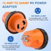Nilight 30 Amp to 50Amp RV Power Adapter 3 Prong 125/250 Volt Heavy Duty Converter TT-30P to 14-50R 30A Male Plug to 50A Female Receptacle for Camper Caravan Trailer Generator(15A Male to 30A Twist Lock Female)