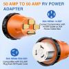 Nilight 30 Amp to 50Amp RV Power Adapter 3 Prong 125/250 Volt Heavy Duty Converter TT-30P to 14-50R 30A Male Plug to 50A Female Receptacle for Camper Caravan Trailer Generator(50A Male to 50A Twist Lock Female)