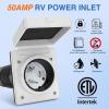 Nilight 50 AMP RV Shore Power Inlet 125/250V Twist Lock Receptacle NEMA SS2-50P ETL Listed Enclosed Lockable Flanged Male Plug for RVs Camper Caravan Motorhome Van(50A Inlet Receptacle)