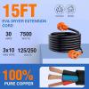 Nilight 50 Amp 25FT RV Locking Extension Cord with Adapter 30Amp to 50Amp 250V Heavy Duty 6/3+8/1 Gauge Pure Copper STW Wire ETL Listed 4 Prong 14-50P SS2-50R 50F/50M Cable Suit for Campers Caravan(3 Prong EV/Dryer Extension Cord)