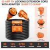 Nilight 50 Amp 25FT RV Locking Extension Cord with Adapter 30Amp to 50Amp 250V Heavy Duty 6/3+8/1 Gauge Pure Copper STW Wire ETL Listed 4 Prong 14-50P SS2-50R 50F/50M Cable Suit for Campers Caravan(30 Amp Locking w/15A Adapter)
