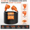 Nilight 50 Amp 25FT RV Locking Extension Cord with Adapter 30Amp to 50Amp 250V Heavy Duty 6/3+8/1 Gauge Pure Copper STW Wire ETL Listed 4 Prong 14-50P SS2-50R 50F/50M Cable Suit for Campers Caravan(30F/30M w/50A Adapter)