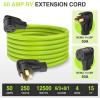 Nilight 50 Amp 25FT RV Locking Extension Cord with Adapter 30Amp to 50Amp 250V Heavy Duty 6/3+8/1 Gauge Pure Copper STW Wire ETL Listed 4 Prong 14-50P SS2-50R 50F/50M Cable Suit for Campers Caravan(50F/50M Green)
