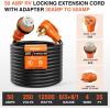 Nilight 50 Amp 25FT RV Locking Extension Cord with Adapter 30Amp to 50Amp 250V Heavy Duty 6/3+8/1 Gauge Pure Copper STW Wire ETL Listed 4 Prong 14-50P SS2-50R 50F/50M Cable Suit for Campers Caravan(50 Amp Locking w/30A Adapter)